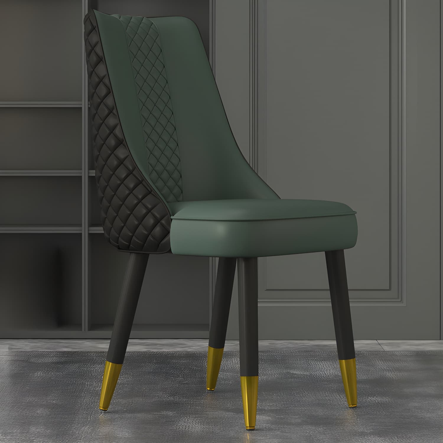 Industrial Style Dining Chairs Faux Leather Kitchen Chairs with Wood Legs