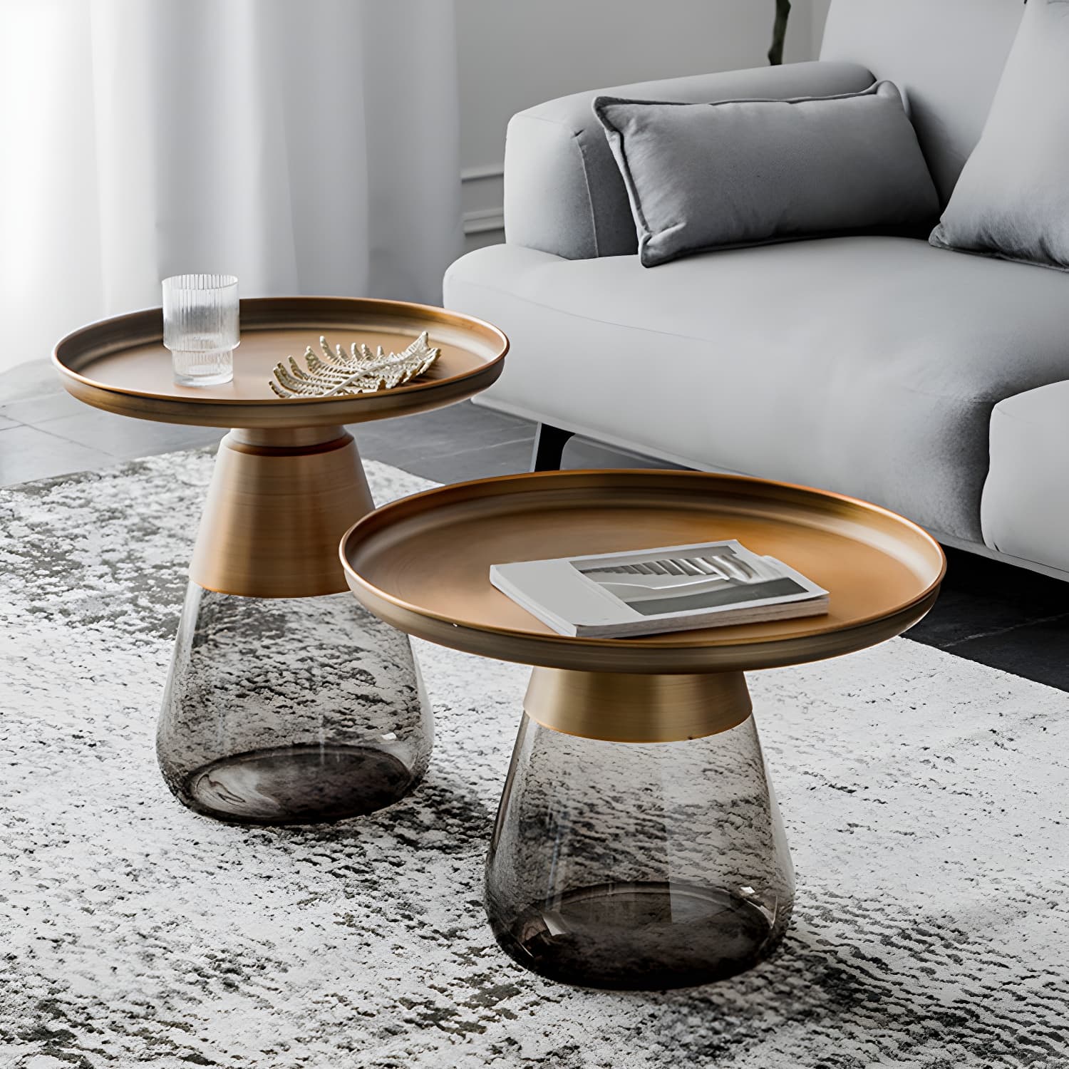 Mid-Century Modern Pedestal Glass Round Storage Single Coffee Table - image 9