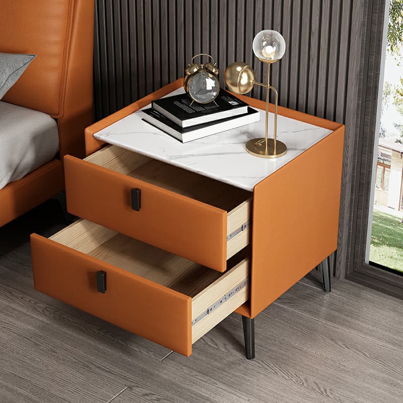 Contemporary 4 Legs Storage Drawer Nightstand with Black Handles for Bedroom - image 16