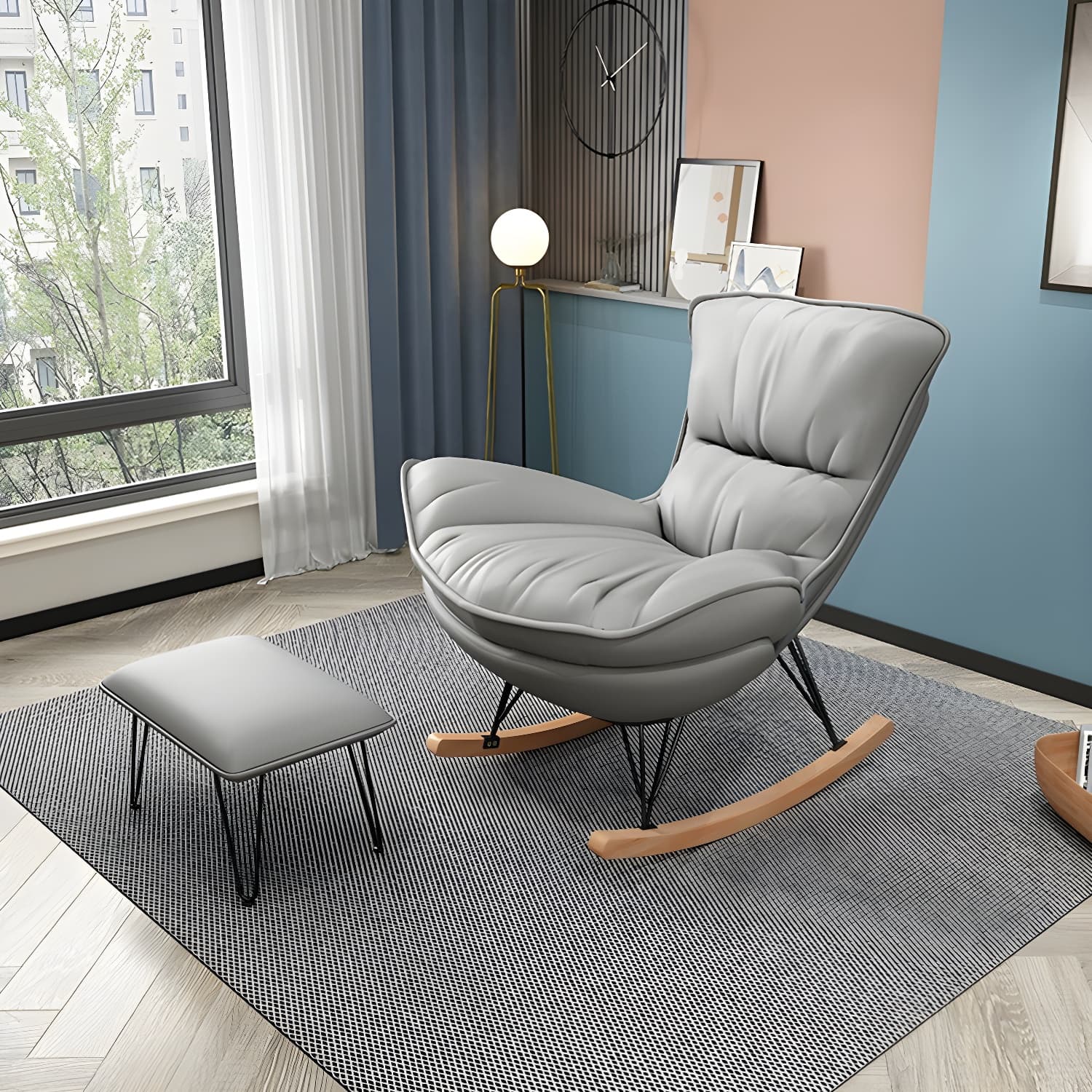 31" Wide Upholstered Rocking Accent Chair with Light Legs for Living Room - image 11