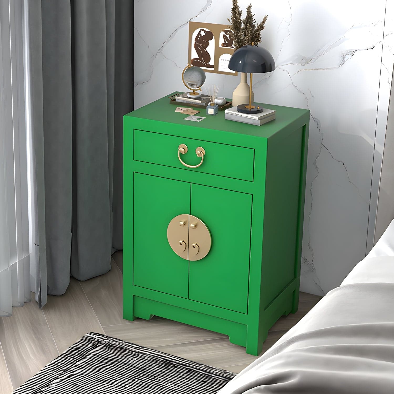 Solid Wood Nightstand with Cabinet 27.5"Tall 1 - Drawer Nightstand - image 4
