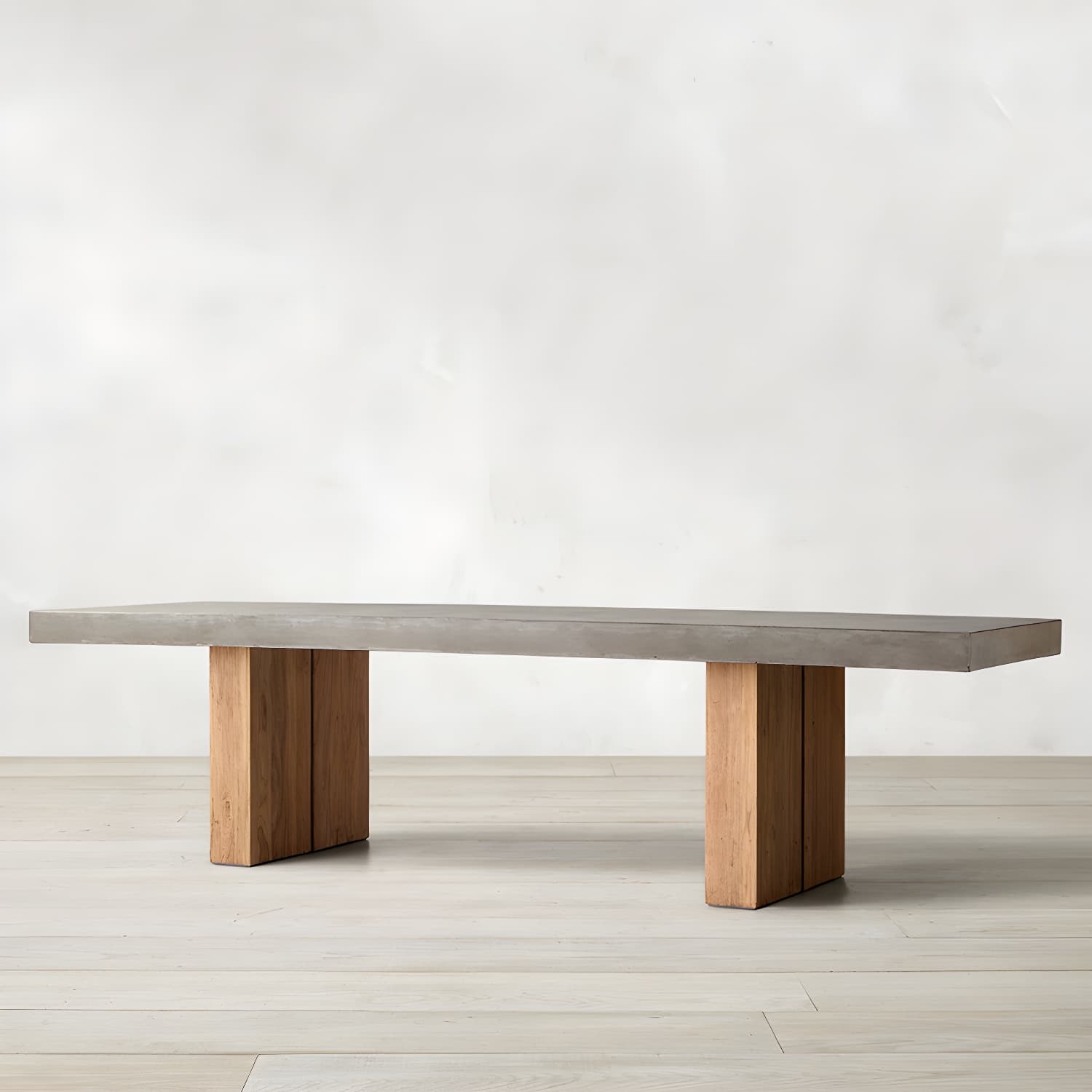 Modern Rectangle Dining table Solid Wood Double Pedestal Table in Grey