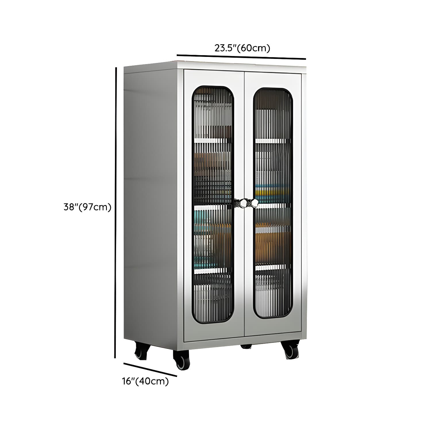 Chrome Stainless Steel Sideboard Cabinet with Cabinets, Adjustable Shelves, and Glass Doors - image 17