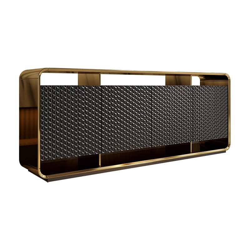 Self-supporting Metal Framed Wood Sideboard with Extreior 3 Shelves and a Counterboard in a Lavish Style - image 6