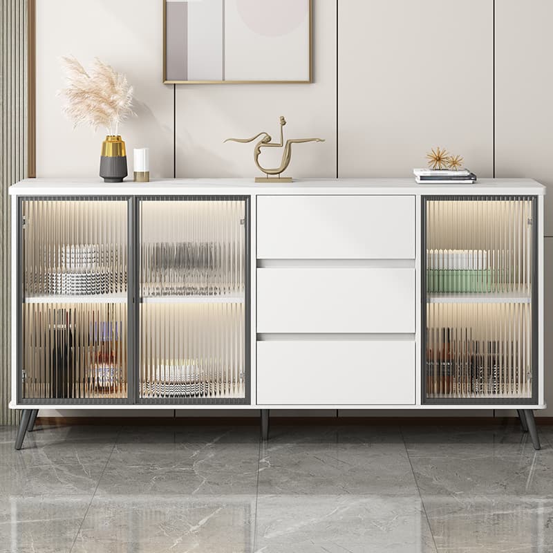 Sintered Stone Standard Ground Sideboard with Glass Doors, 3 Drawers & 1 Shelf - image 3