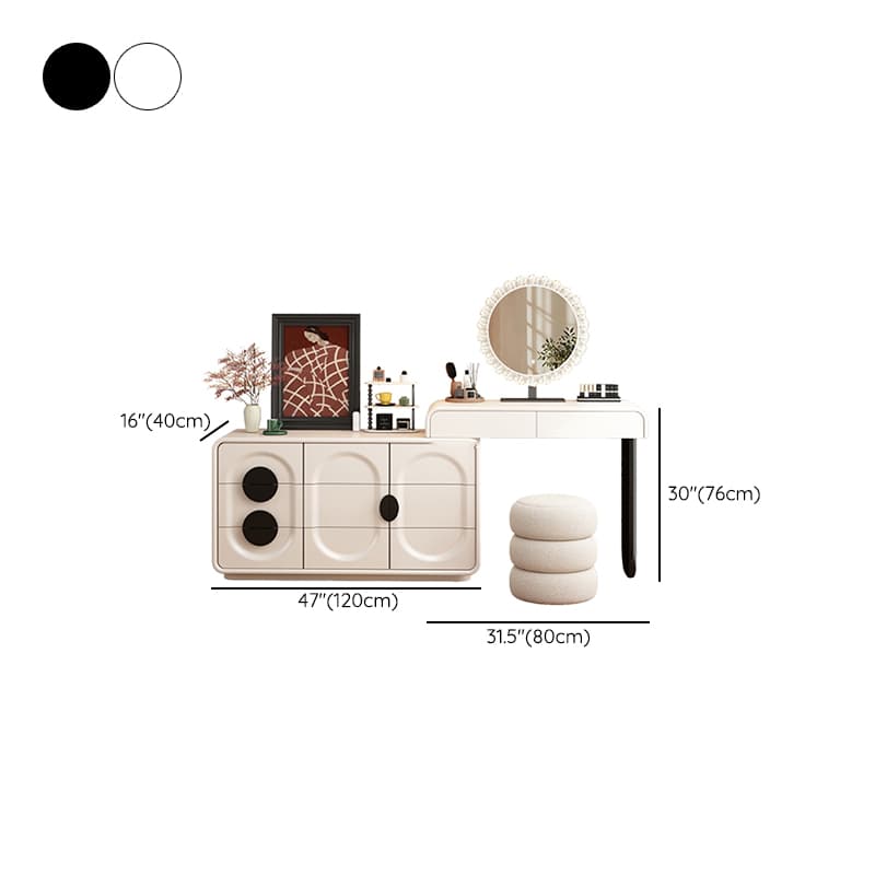 Large/Standard Vanity Set in White with 5 Drawers, Mirror Lights, Seat, Lighting, and Scalable Design - image 15