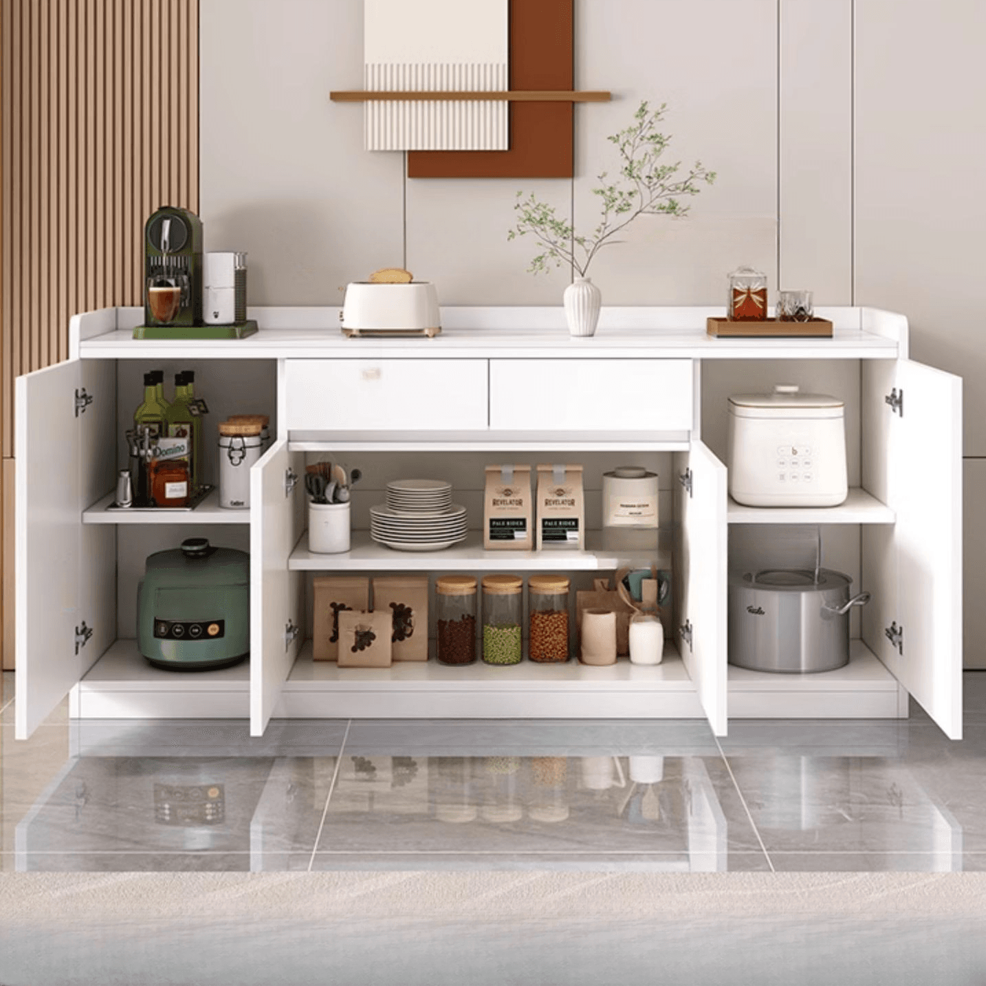 Chalk Stone Detached Standard/Narrow Oven Cabinet with 2 Drawers/3 Drawers, Alterable Shelf, 4 Doors/2 Doors/5 Doors - image 3