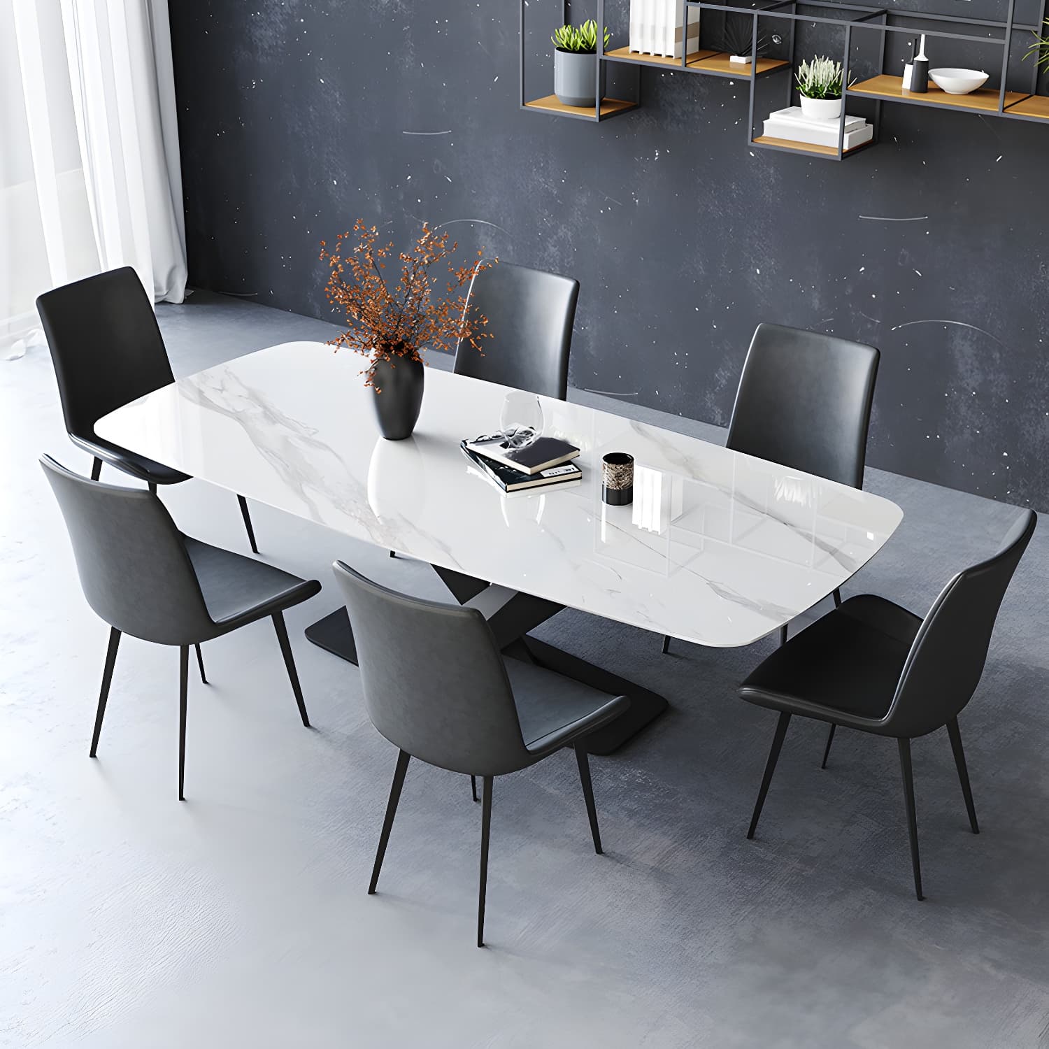 Contemporary Dining Room Dining Table Set with Sintered Stone Top