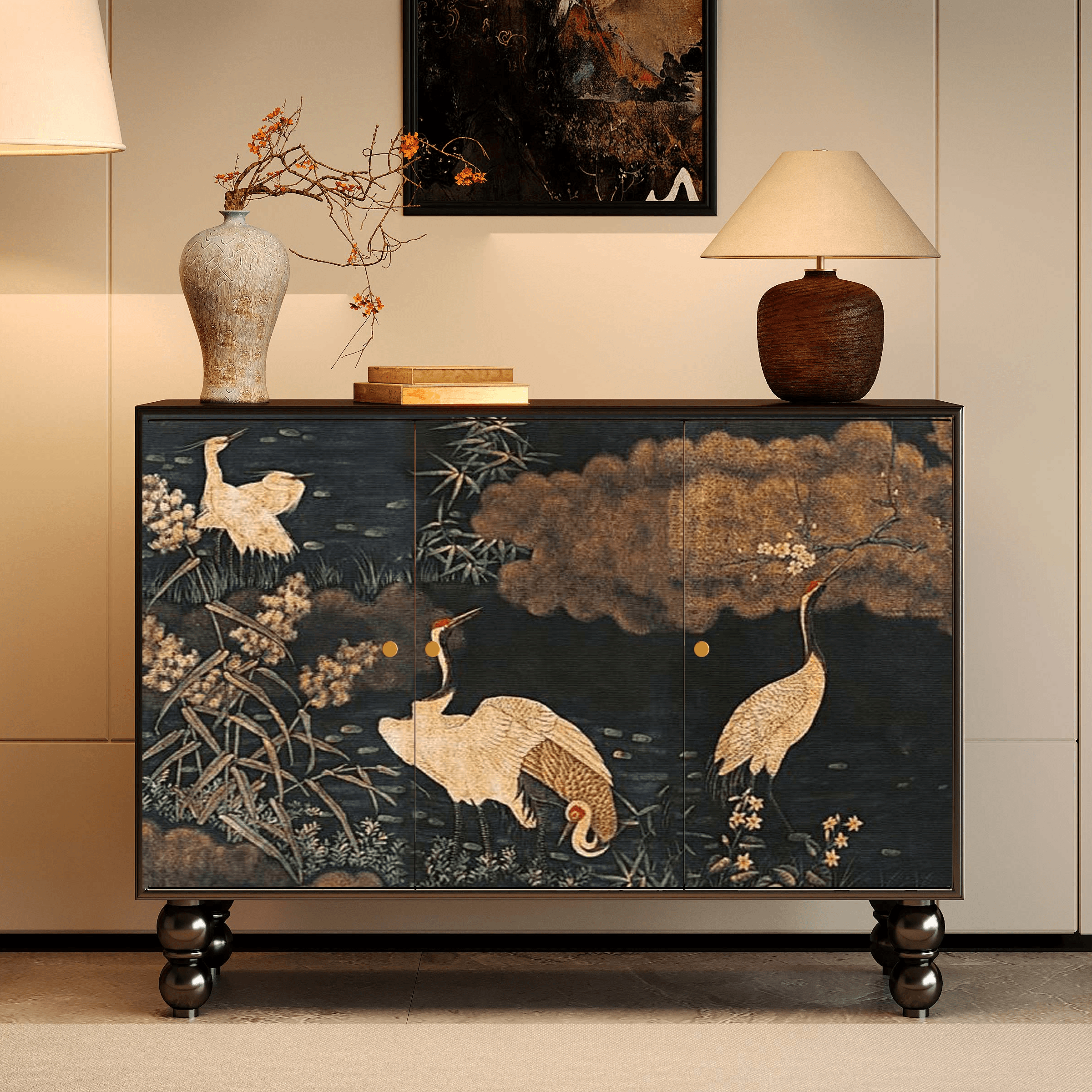 Classicist Narrow Timber Sideboard with Hutch, 3 Shelves, 3 Doors and Larder - image 5