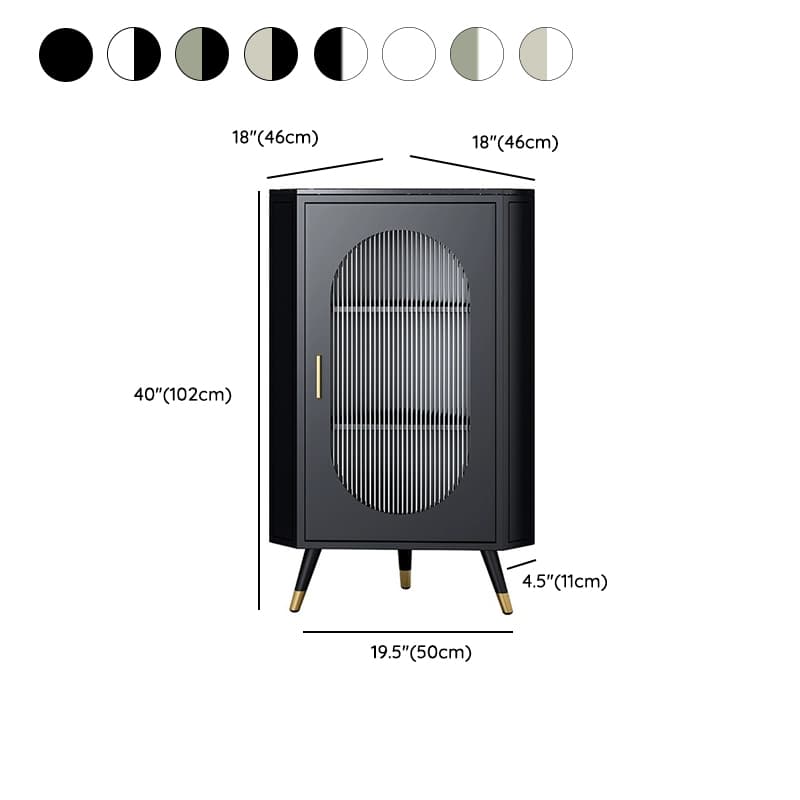 Modern Corner Accent Cabinet with Glass Doors and Iron Base (Easy Assembly) - image 12