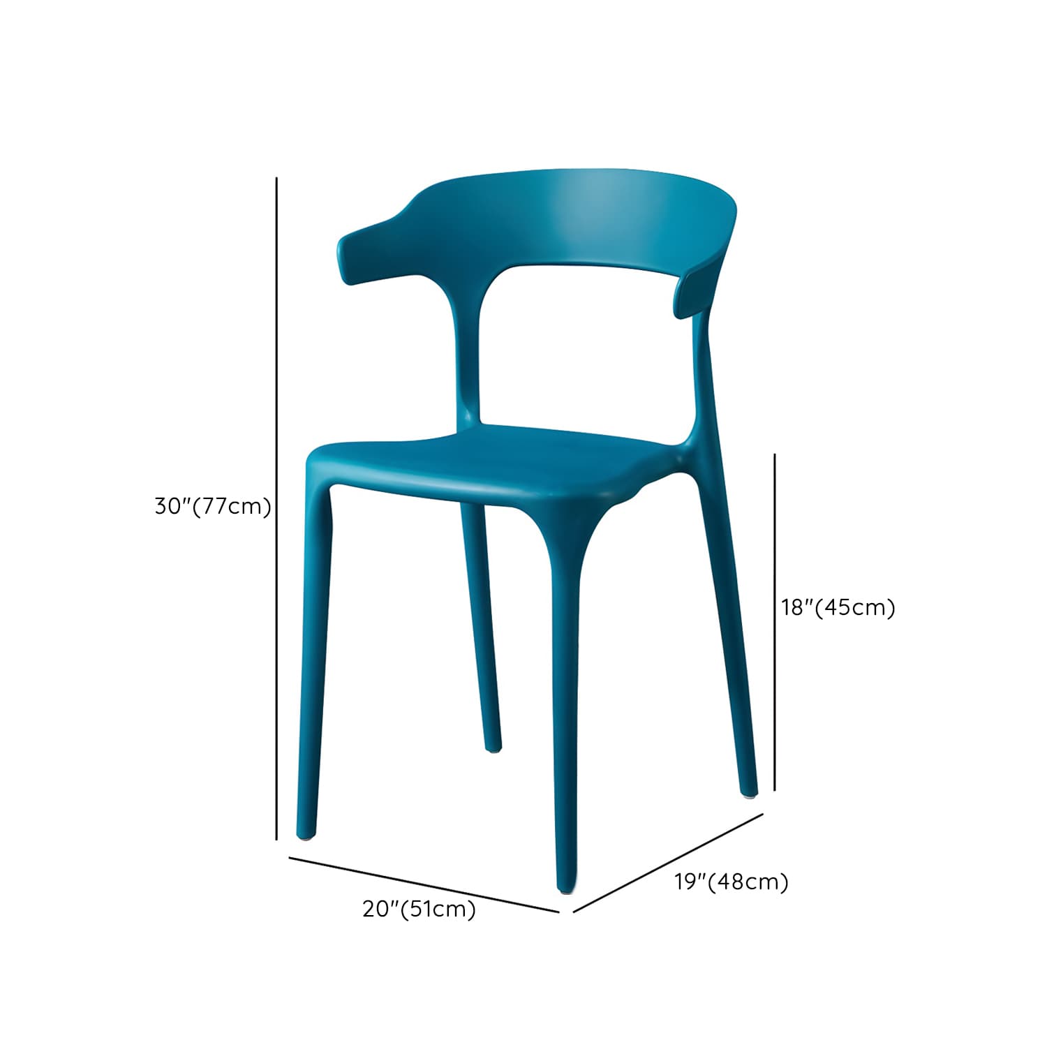 Glam Plastic Side Chair Matte Finish Open Back Dining Chair for Dinning Room - image 25