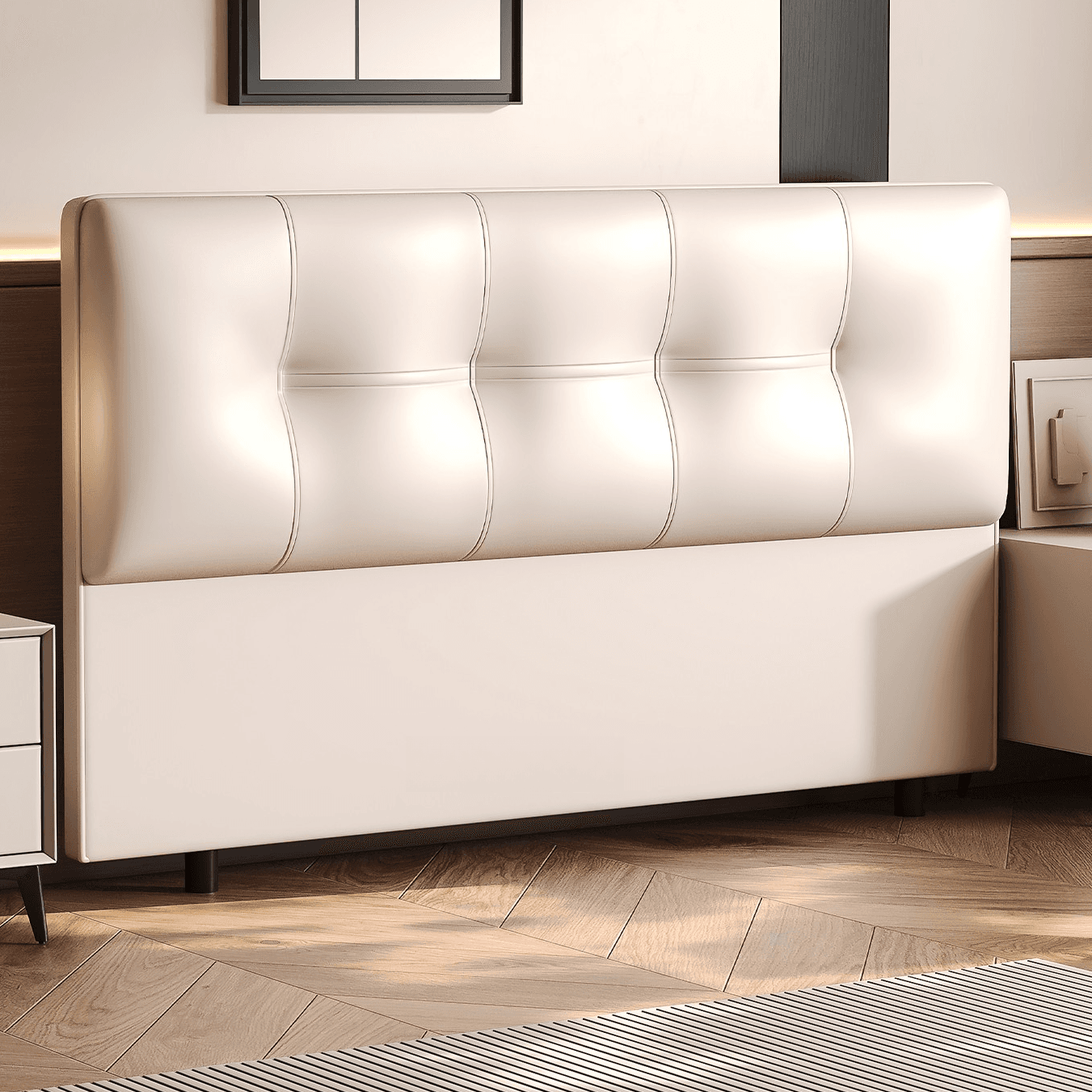 Simplistic Style Panel Headboard with No Distressing, Piled Tufted Rectangular Shape for King/Queen/Full Bed, Featuring Sponge Upholstery and Standard Height - image 3