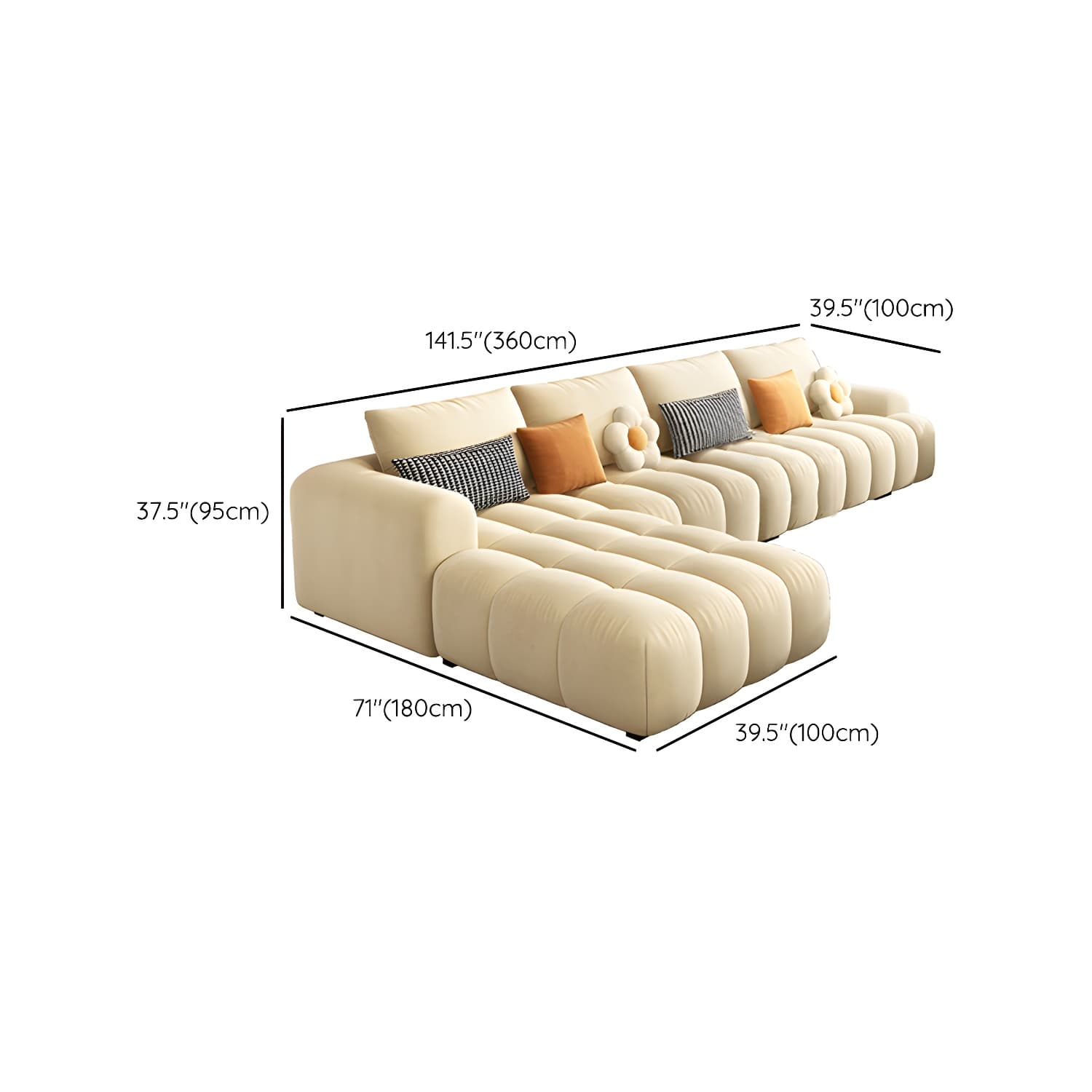 Modern Suede Sectional Sofa with Black Pine Wood Frame and Scratch Resistant Design - image 28