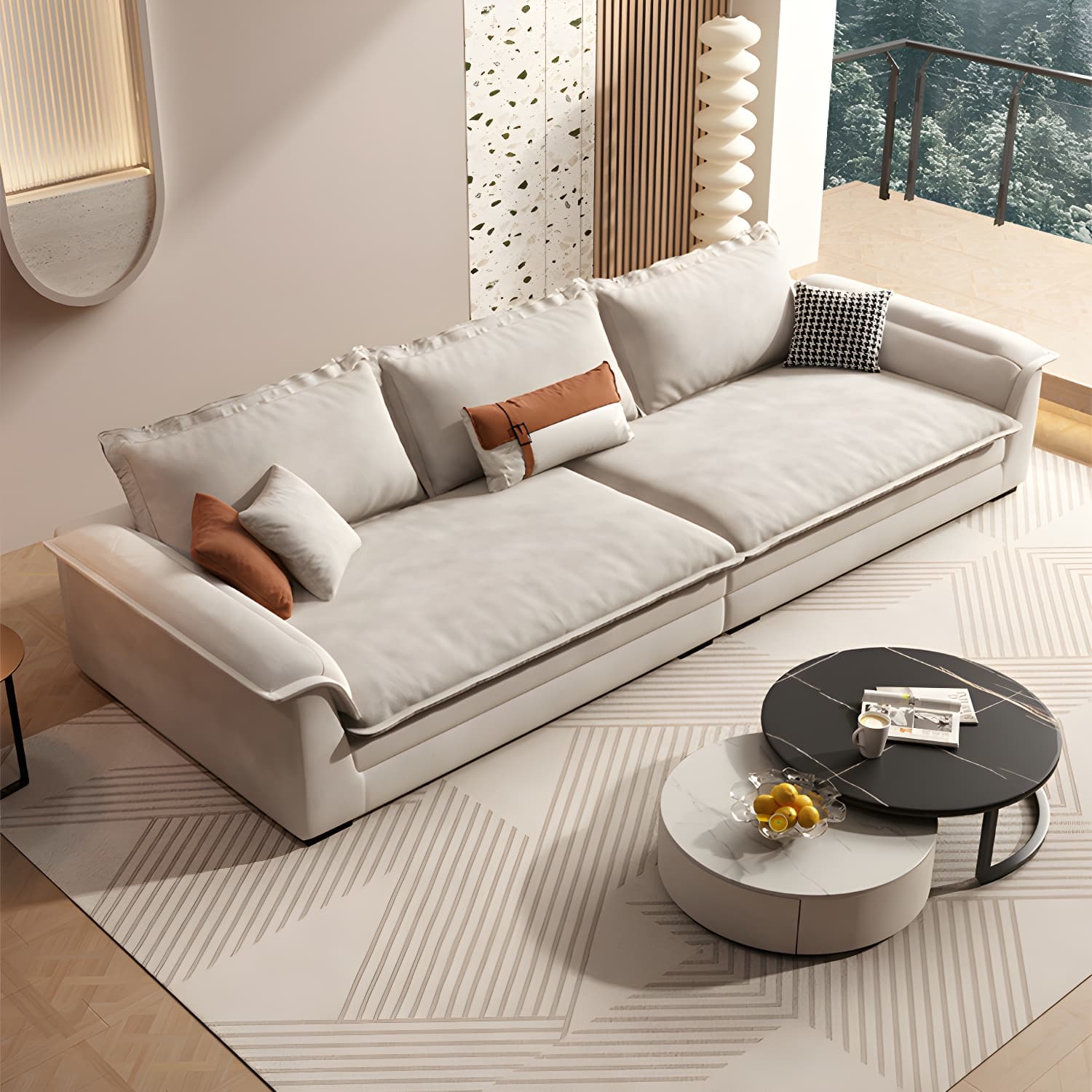 Contemporary Style Wood Frame Pillow Top Arm Sofa For Living Room - image 3
