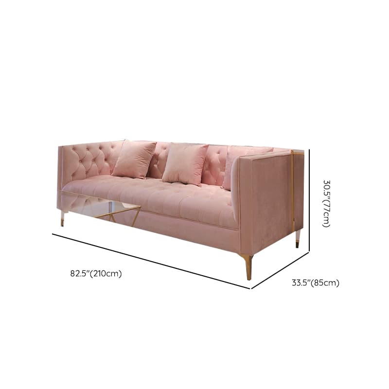 Button-tufted Straight/L-Shape Horizontal/Left Hand Facing Sofa Chaise/Sofa Couch in Rose with Tufted Back - image 9