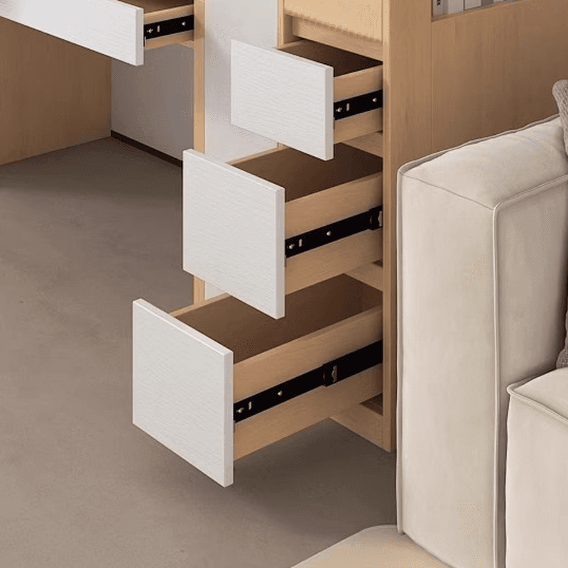 Modern Simple Style Rectangular Decorative Cabinet with 4 Exterior Shelves, Lumber Countertop in Wood Color, Soft Close Drawer, and Stain Resistant - image 5