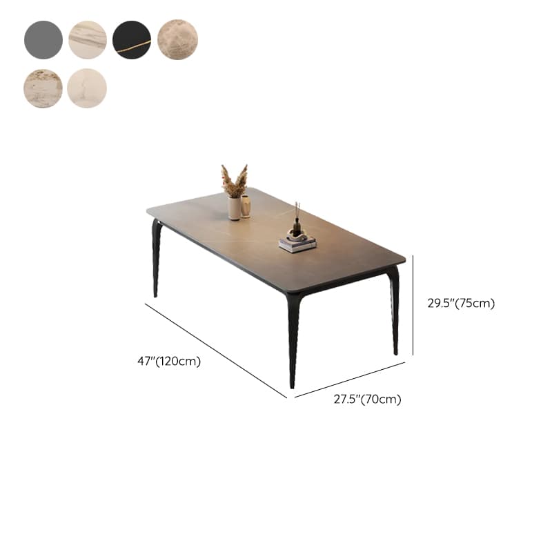 Minimalist Rectangular Dining Table with Slate Stone Top, Fixed Table, Storm Gray/White/Brown Colors - image 18