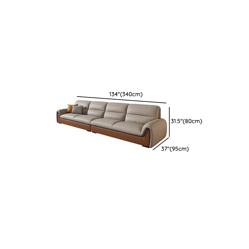 Modern Brown Leather Pillow Top Sectional Sofa with Wood Frame - image 15