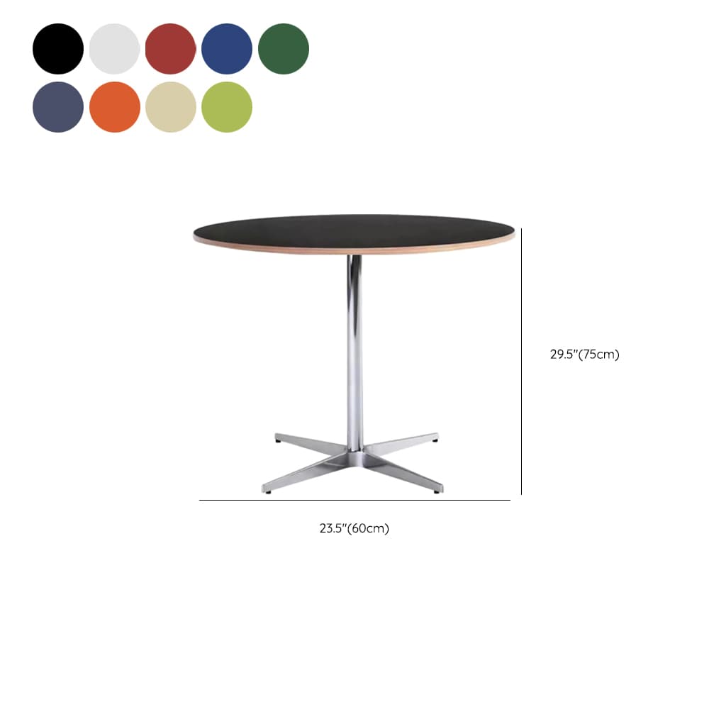 Trendy Orbicular Dining Table with Timber Top, Fixed Table Mechanism in Cerulean/Green/Apricot Color - image 16