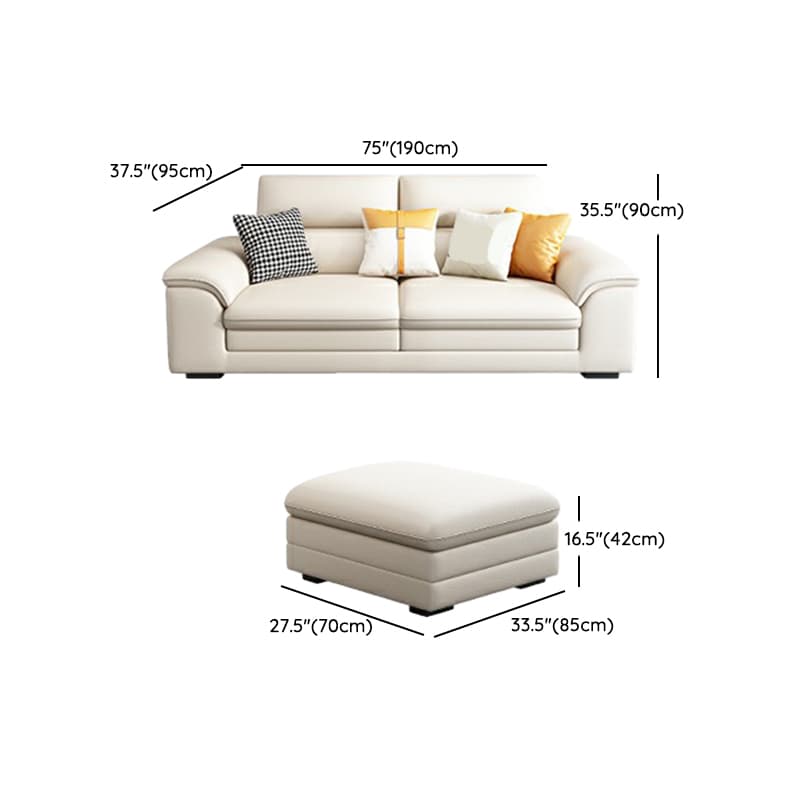 Standard Genuine Leather Sectional, Pillow Top Arm, Cushion Back, Beige, Birch Wood - image 21