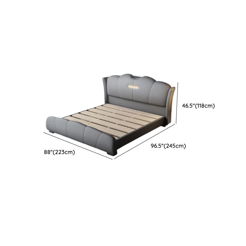 Light Gray Storage Included/Panel Bed with 3 Storage Boxes, Natural Wood Frame, Sponge Upholstery, and Lighted Headboard - image 18