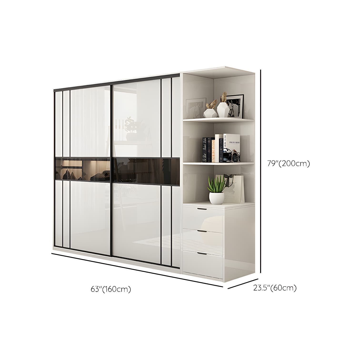 White Colour Wooden Wardrobe Cloth Rod Included Wardrobe Closet with Shelves - image 20