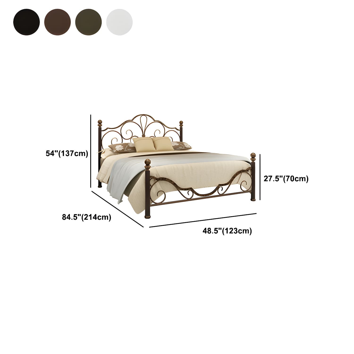 Industrial Open-Frame Bed Retro Metallic Low Profile Bed Frame with Headboard - image 10