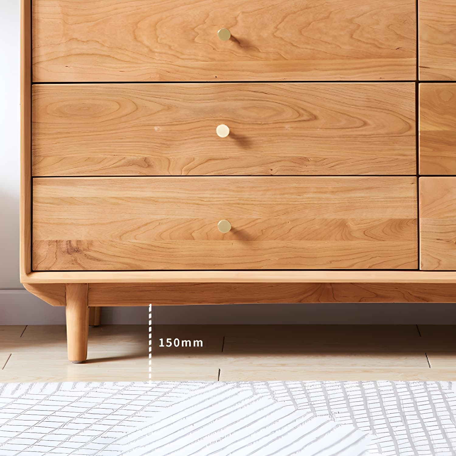Modern Brown Wood Dresser with Drawers and Gold Metal Handles - image 9