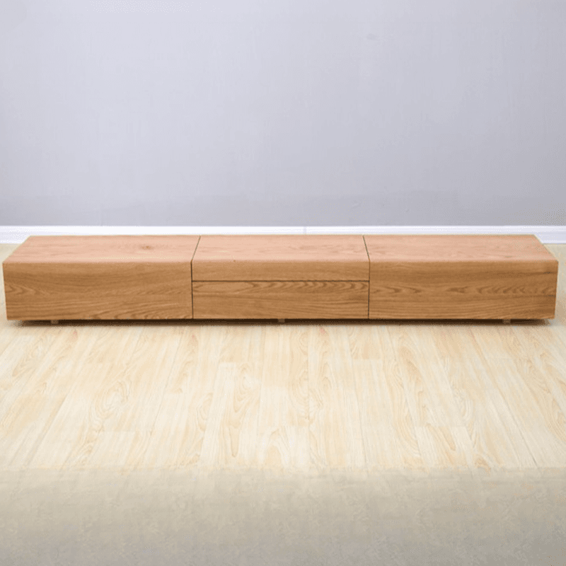Unfinished Color Mid-Century Modern Oak Wood TV Stand with 3 Drawers - image 3