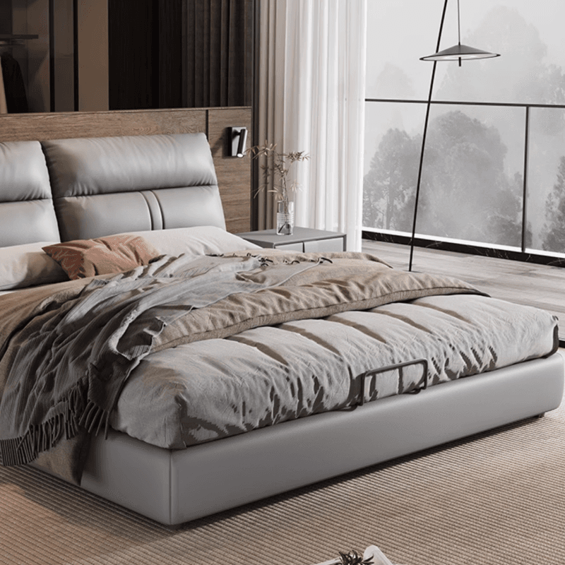Light Gray Solid Color Storage Bed/Platform Bed with 3 Storage Boxes in Pine Wood for Living Room - image 4