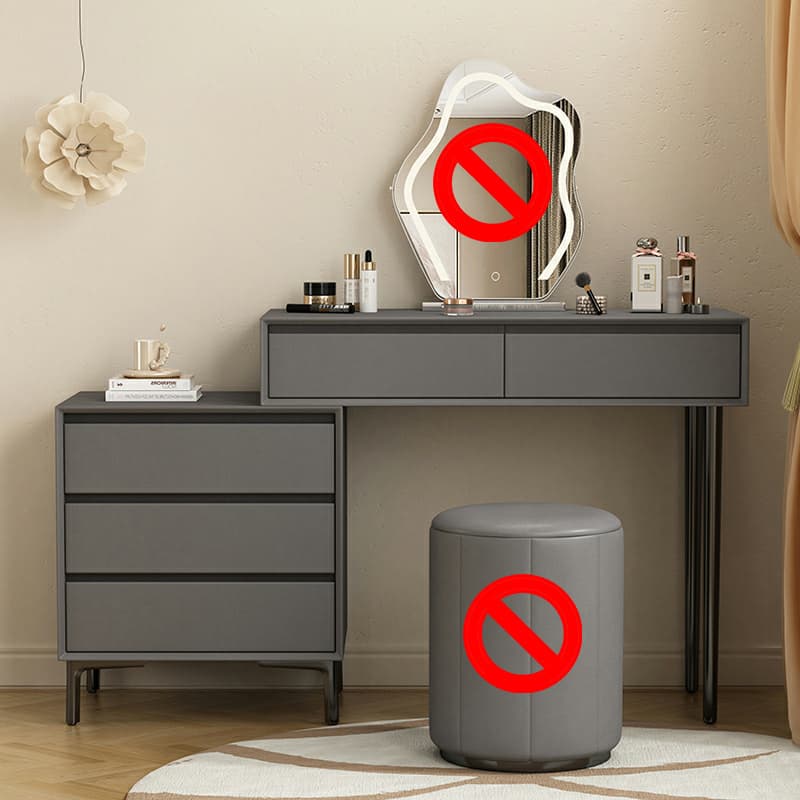 Modern Wood Makeup Vanity with Soft Close Drawers & No Mirror