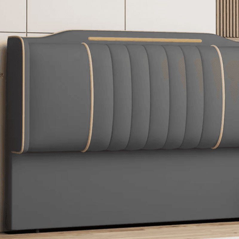 Modish No Distressing Pine Wood Panel Headboard with Camelback Shape for Queen/Full/Twin XL Bed, Featuring Sponge Upholstery and Standard Height - image 12