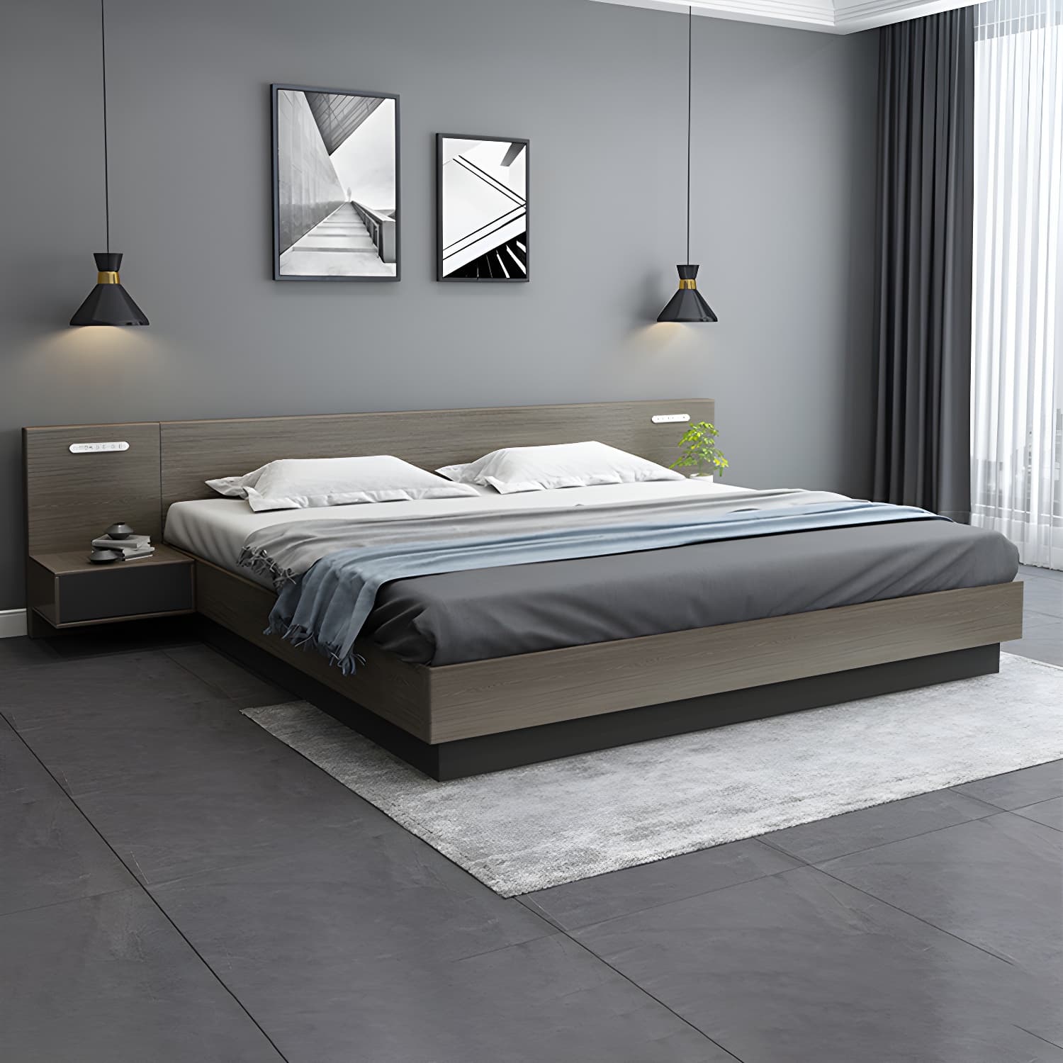 Lift Up Storage Platform Bed Contemporary Platform Bed Frame with Headboard - image 14