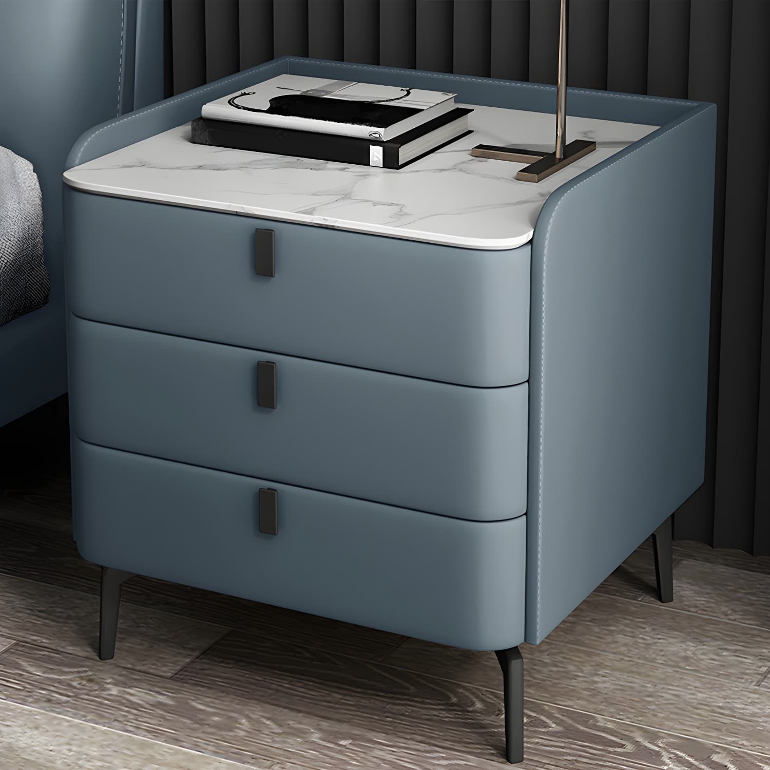 Wooden Nightstand with 3 Drawers Contemporary 25" Tall Nightstand