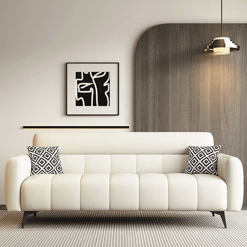 Trendy Solid Color Scratch-immune Convertible Sofa in Grey/Cerulean/Light Green with Arm, Seats 3/4-seater/2 People, and 2 Pillows - image 9