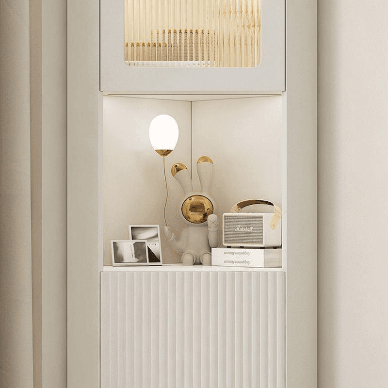 Grey/Beige Engineered Wood Utility Cabinet with Illuminating in a Modern Style - image 12