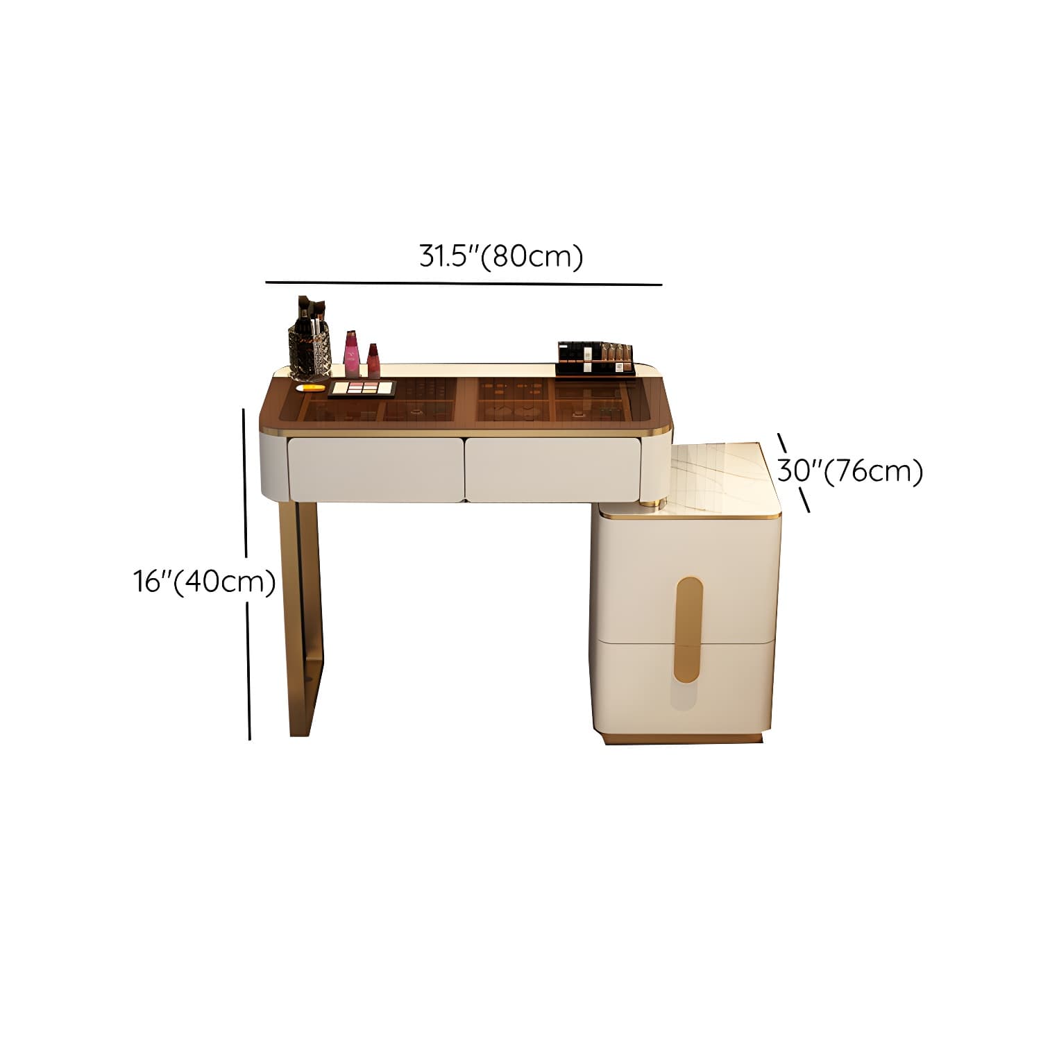 Glam Glass Vanity Dressing Table 29.9" H Bedroom Makeup Counter with Drawer - image 15