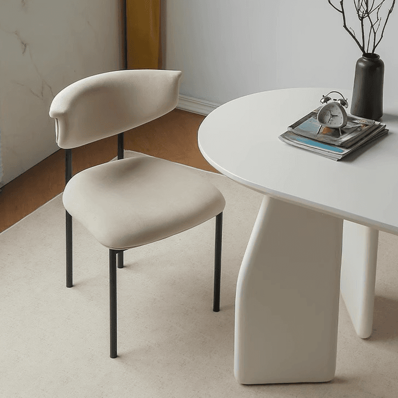 Scandinavian Side Chair with Uncovered Back, Upholstered, Ink/Gilded Metal Legs - image 13