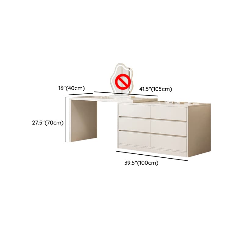 Chalk Modish Wood Makeup Vanity with Standard Length and Non-Upholstered Chair(s) - image 22