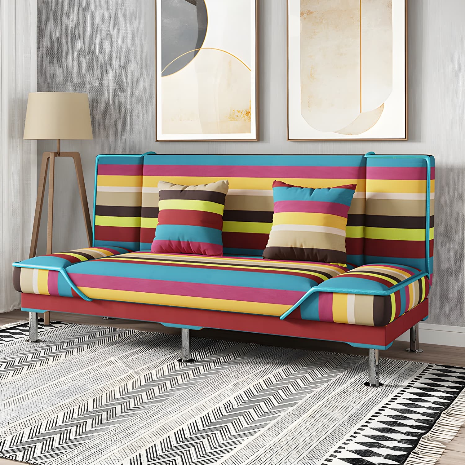 Contemporary Armless Convertible Sofa Linen Foldable Sofa for Apartment - image 8