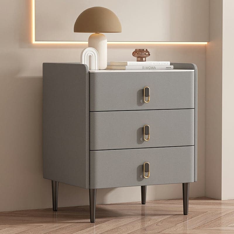 Modern Faux Leather Bachelor's Chest with Stone Countertop, 3 Drawers - image 6