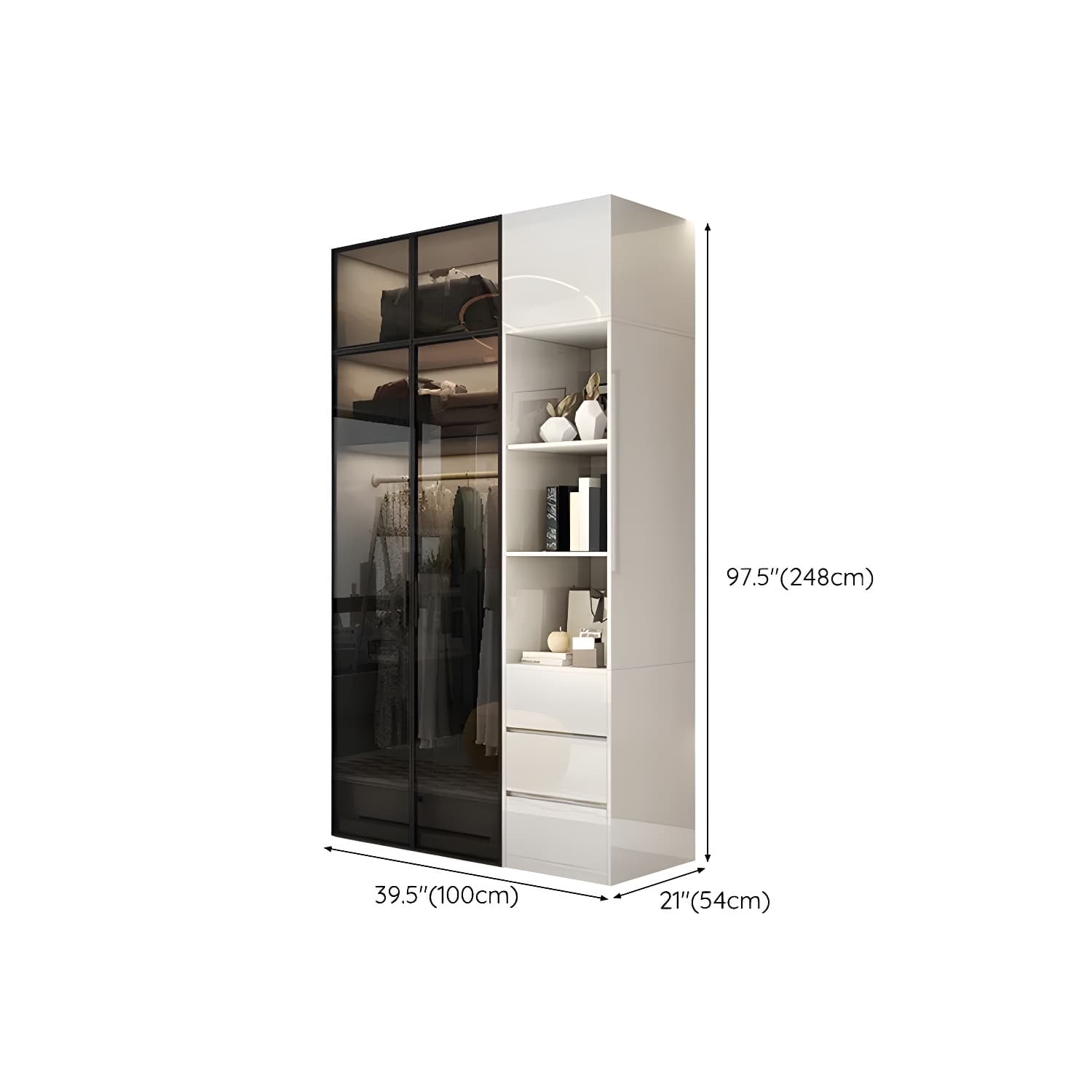 Sleek White Wood Wardrobe Armoire with Soft Close Drawers and Shelves - image 33