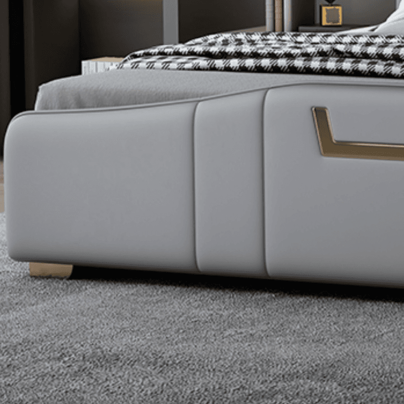 Grey Solid Color Storage Included Wingback Bed for Bedroom - image 3