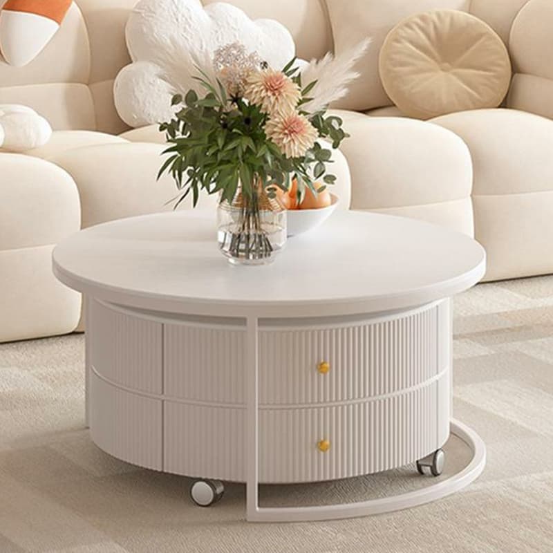 Round Coffee Table - Modern Style, Standard Size, Non-Upholstered, 2 Drawers, Scratch Resistant - image 6