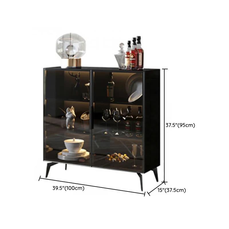 Coal Art Deco Sideboard with Locker, Standard/Narrow Size, Three Internal Shelves, and Glass Doors - image 15