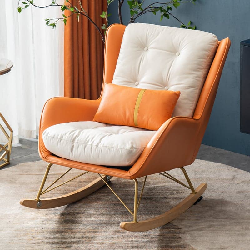 Contemporary Resistant To Dirt Upholstered Rocking Seat with Natural Wood & Metal Base and Recessed Arm - image 7
