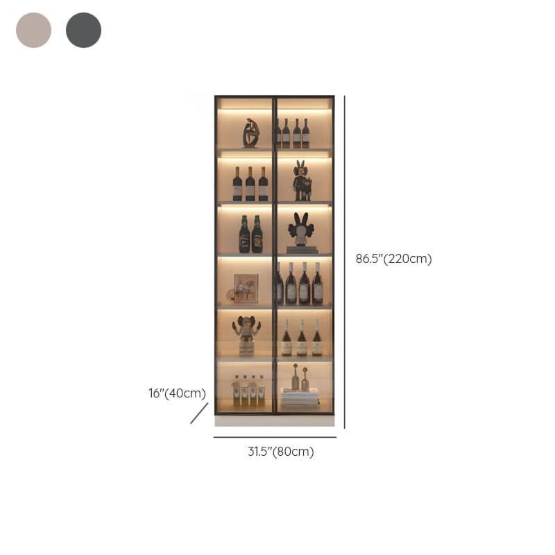Modern Timber Countertop Server with Glazed Door Hutch, Narrow Size, Six Internal Shelves for Kitchen Cupboards - image 10