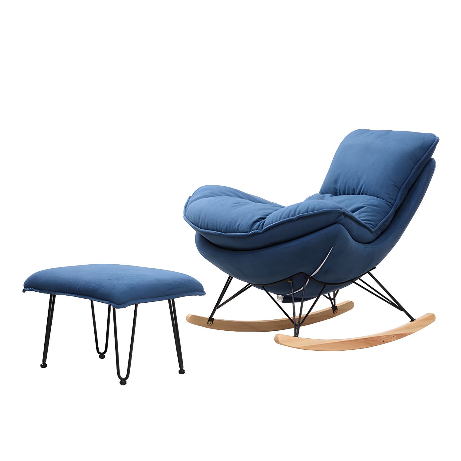 Modern Rocker Upholstered Tufted Cushions with Light Legs Glider - image 8