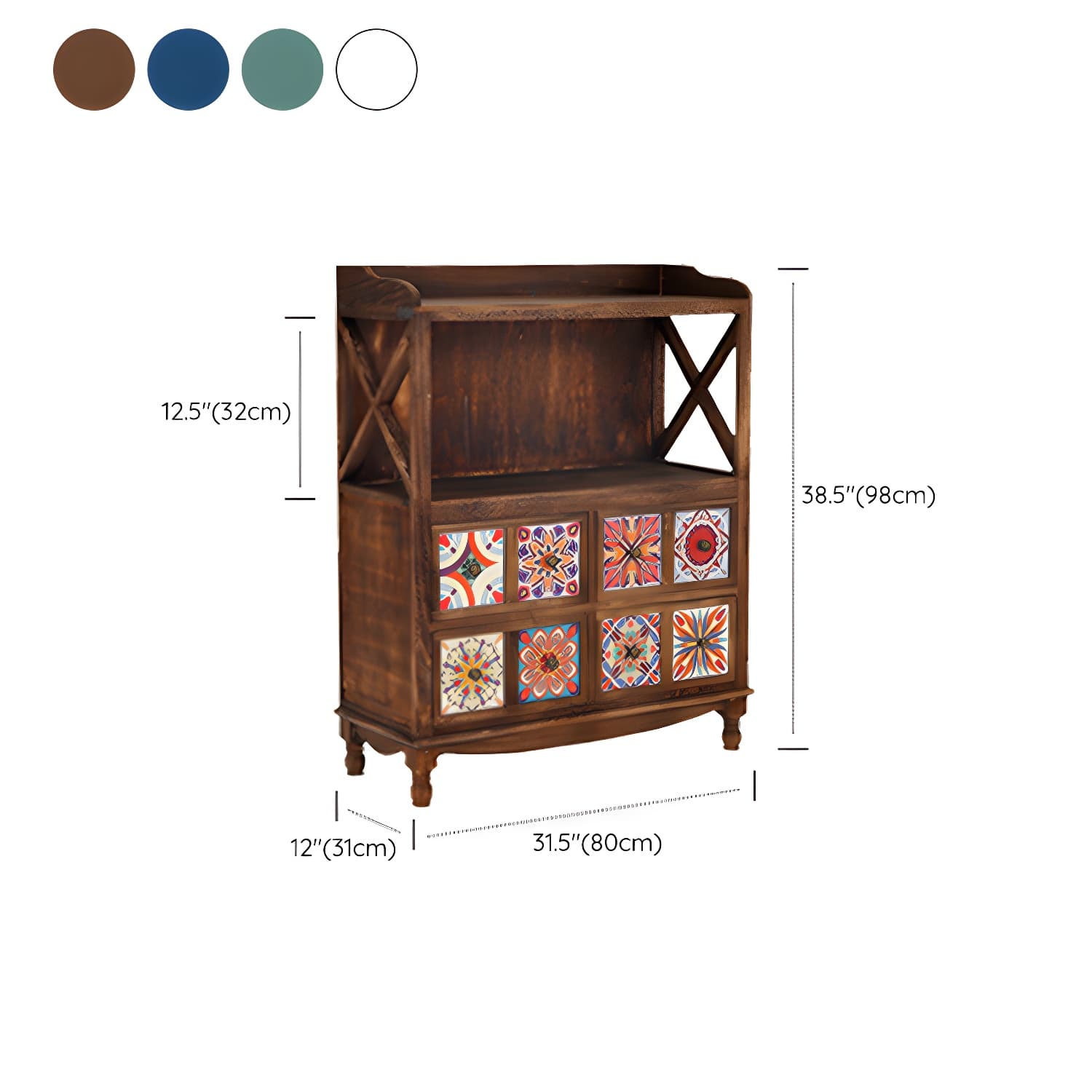 Rustic Farmhouse Wood Server - Compact Sideboard with Drawers and Open Storage - image 20