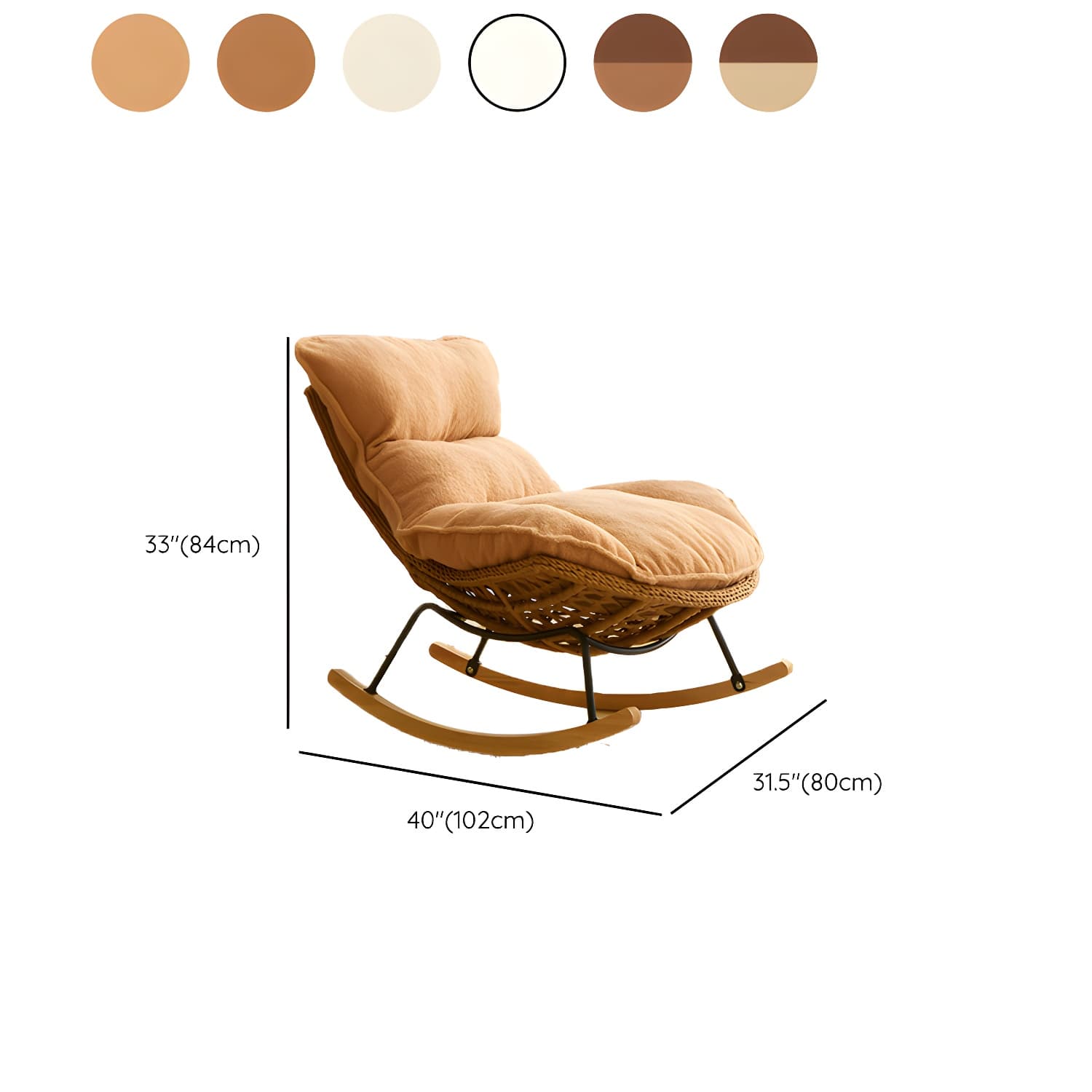 Rattan Brown Frame Rocking Chair Solid Wood Armless for Outdoor - image 25